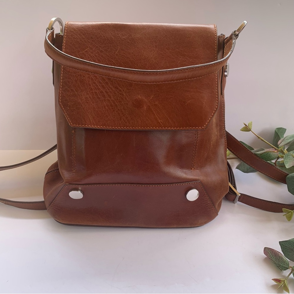 Zara Woman Cow Hide Leather Bag/Backpack in Brown/Silver